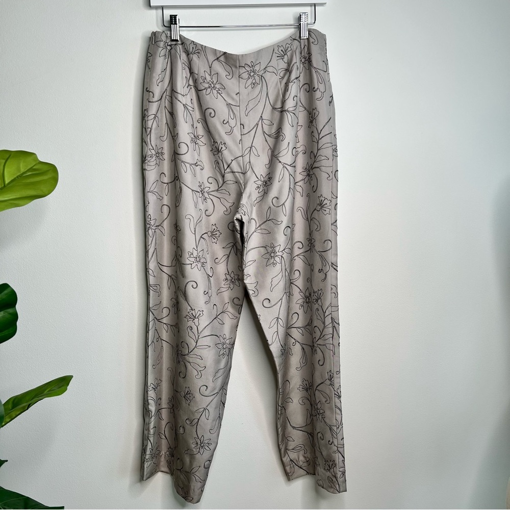 Talbots Silver Silk Embellished Wide Leg Pants - Picture 5 of 12